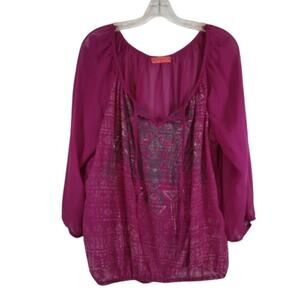 Spoiled fuschia pink sheer top 2X